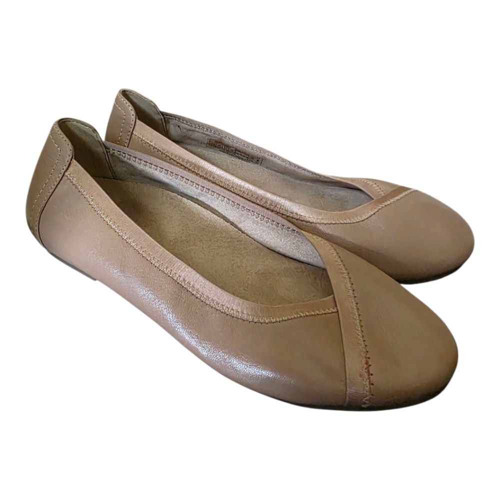VIONIC Caroll Tan Leather Crossover‎ Ballet Flat - Size 6 1/2